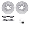 7512-65031 Drilled/Slotted Brake Rotors w/5000 Advanced Brake Pads Kit & Hardware [Silver], 1988-1998 GM, Position: Front - image 1