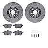 7512-65070 Drilled/Slotted Brake Rotors w/5000 Advanced Brake Pads Kit & Hardware [Silver], 1999-2010 GM, Position: Front - image 1