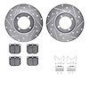 7512-67004 Drilled/Slotted Brake Rotors w/5000 Advanced Brake Pads Kit & Hardware [Silver], 1974-1978 Infiniti/Nissan, Position: