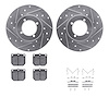 7512-67008 Drilled/Slotted Brake Rotors w/5000 Advanced Brake Pads Kit & Hardware [Silver], 1980-1983 Infiniti/Nissan, Position: - image 1