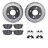 7512-67011 Drilled/Slotted Brake Rotors w/5000 Advanced Brake Pads Kit & Hardware [Silver], 1982-1988 Infiniti/Nissan, Position: - image 1