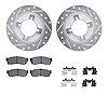 7512-67013 Drilled/Slotted Brake Rotors w/5000 Advanced Brake Pads Kit & Hardware [Silver], 1983-1986 Infiniti/Nissan, Position: - image 1