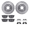 7512-67015 Drilled/Slotted Brake Rotors w/5000 Advanced Brake Pads Kit & Hardware [Silver], 1984-1985 Infiniti/Nissan, Position: - image 1