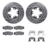 7512-67016 Drilled/Slotted Brake Rotors w/5000 Advanced Brake Pads Kit & Hardware [Silver], 1987-1988 Infiniti/Nissan, Position: - image 1