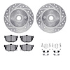 7512-67018 Drilled/Slotted Brake Rotors w/5000 Advanced Brake Pads Kit & Hardware [Silver], 1985-1987 Infiniti/Nissan, Position: - image 1