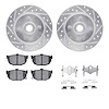 7512-67019 Drilled/Slotted Brake Rotors w/5000 Advanced Brake Pads Kit & Hardware [Silver], 1984-1984 Infiniti/Nissan, Position: - image 1