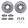 7512-67028 Drilled/Slotted Brake Rotors w/5000 Advanced Brake Pads Kit & Hardware [Silver], 1997-2006 Infiniti/Nissan, Position: - image 1