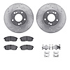 7512-67030 Drilled/Slotted Brake Rotors w/5000 Advanced Brake Pads Kit & Hardware [Silver], 1989-1999 Infiniti/Nissan, Position: - image 1