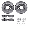 7512-67032 Drilled/Slotted Brake Rotors w/5000 Advanced Brake Pads Kit & Hardware [Silver], 1991-1993 Infiniti/Nissan, Position: - image 1