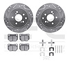 7512-67034 Drilled/Slotted Brake Rotors w/5000 Advanced Brake Pads Kit & Hardware [Silver], 1989-1996 Infiniti/Nissan, Position: - image 1