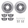 7512-67035 Drilled/Slotted Brake Rotors w/5000 Advanced Brake Pads Kit & Hardware [Silver], 1990-1992 Infiniti/Nissan, Position: - image 1