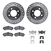 7512-67040 Drilled/Slotted Brake Rotors w/5000 Advanced Brake Pads Kit & Hardware [Silver], 1995-2000 Infiniti/Nissan, Position: - image 1