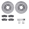 7512-67041 Drilled/Slotted Brake Rotors w/5000 Advanced Brake Pads Kit & Hardware [Silver], 1993-2006 Infiniti/Nissan, Position: - image 1