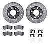7512-67045 Drilled/Slotted Brake Rotors w/5000 Advanced Brake Pads Kit & Hardware [Silver], 1995-2000 Infiniti/Nissan, Position: - image 1