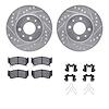 7512-67047 Drilled/Slotted Brake Rotors w/5000 Advanced Brake Pads Kit & Hardware [Silver], 1995-1999 Infiniti/Nissan, Position: - image 1