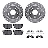 7512-67048 Drilled/Slotted Brake Rotors w/5000 Advanced Brake Pads Kit & Hardware [Silver], 1994-1998 Infiniti/Nissan, Position: - image 1