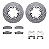7512-67050 Drilled/Slotted Brake Rotors w/5000 Advanced Brake Pads Kit & Hardware [Silver], 1985-2002 Infiniti/Nissan, Position: - image 1