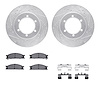7512-67052 Drilled/Slotted Brake Rotors w/5000 Advanced Brake Pads Kit & Hardware [Silver], 1998-2015 Infiniti/Nissan, Position: - image 1