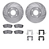 7512-67053 Drilled/Slotted Brake Rotors w/5000 Advanced Brake Pads Kit & Hardware [Silver], 1999-2001 Infiniti/Nissan, Position: - image 1