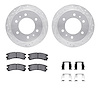 7512-67055 Drilled/Slotted Brake Rotors w/5000 Advanced Brake Pads Kit & Hardware [Silver], 1988-1995 Infiniti/Nissan, Position: - image 1