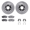 7512-67056 Drilled/Slotted Brake Rotors w/5000 Advanced Brake Pads Kit & Hardware [Silver], 2002-2006 Infiniti/Nissan, Position: - image 1