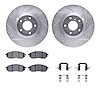 7512-67057 Drilled/Slotted Brake Rotors w/5000 Advanced Brake Pads Kit & Hardware [Silver], 2005-2013 Infiniti/Nissan, Position: - image 1