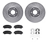7512-67058 Drilled/Slotted Brake Rotors w/5000 Advanced Brake Pads Kit & Hardware [Silver], 2009-2021 Infiniti/Nissan, Position: - image 1