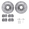 7512-67060 Drilled/Slotted Brake Rotors w/5000 Advanced Brake Pads Kit & Hardware [Silver], 2004-2006 Infiniti/Nissan, Position: - image 1