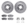 7512-67063 Drilled/Slotted Brake Rotors w/5000 Advanced Brake Pads Kit & Hardware [Silver], 2007-2014 Infiniti/Nissan, Position: - image 1