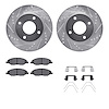 7512-67070 Drilled/Slotted Brake Rotors w/5000 Advanced Brake Pads Kit & Hardware [Silver], 2007-2017 Infiniti/Nissan, Position: - image 1