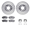 7512-67071 Drilled/Slotted Brake Rotors w/5000 Advanced Brake Pads Kit & Hardware [Silver], 2013-2019 Infiniti/Nissan, Position: - image 1
