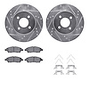 7512-67072 Drilled/Slotted Brake Rotors w/5000 Advanced Brake Pads Kit & Hardware [Silver], 2012-2019 Infiniti/Nissan, Position: - image 1