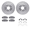 7512-67081 Drilled/Slotted Brake Rotors w/5000 Advanced Brake Pads Kit & Hardware [Silver], 2004-2017 Infiniti/Nissan, Position: - image 1