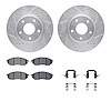 7512-67083 Drilled/Slotted Brake Rotors w/5000 Advanced Brake Pads Kit & Hardware [Silver], 2002-2006 Infiniti/Nissan, Position: - image 1
