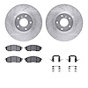 7512-67091 Drilled/Slotted Brake Rotors w/5000 Advanced Brake Pads Kit & Hardware [Silver], 2006-2020 Infiniti/Nissan, Position: - image 1