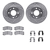 7512-67093 Drilled/Slotted Brake Rotors w/5000 Advanced Brake Pads Kit & Hardware [Silver], 1986-1990 Infiniti/Nissan, Position: - image 1