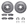 7512-67094 Drilled/Slotted Brake Rotors w/5000 Advanced Brake Pads Kit & Hardware [Silver], 2008-2011 Infiniti/Nissan, Position: - image 1