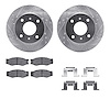 7512-67097 Drilled/Slotted Brake Rotors w/5000 Advanced Brake Pads Kit & Hardware [Silver], 1985-1989 Infiniti/Nissan, Position: - image 1