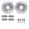7512-67102 Drilled/Slotted Brake Rotors w/5000 Advanced Brake Pads Kit & Hardware [Silver], Fits Select Infiniti/Nissan, Positio - image 1