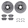 7512-67104 Drilled/Slotted Brake Rotors w/5000 Advanced Brake Pads Kit & Hardware [Silver], 2003-2005 Infiniti/Nissan, Position: - image 1