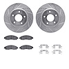 7512-67109 Drilled/Slotted Brake Rotors w/5000 Advanced Brake Pads Kit & Hardware [Silver], Fits Select Infiniti/Nissan, Positio - image 1