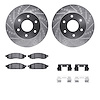 7512-67112 Drilled/Slotted Brake Rotors w/5000 Advanced Brake Pads Kit & Hardware [Silver], 2004-2005 Infiniti/Nissan, Position: - image 1