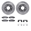 7512-67113 Drilled/Slotted Brake Rotors w/5000 Advanced Brake Pads Kit & Hardware [Silver], 2005-2007 Infiniti/Nissan, Position: - image 1