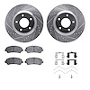 7512-67116 Drilled/Slotted Brake Rotors w/5000 Advanced Brake Pads Kit & Hardware [Silver], 2008-2015 Infiniti/Nissan, Position: - image 1