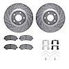 7512-67117 Drilled/Slotted Brake Rotors w/5000 Advanced Brake Pads Kit & Hardware [Silver], 2007-2017 Infiniti/Nissan, Position: - image 1