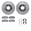 7512-67119 Drilled/Slotted Brake Rotors w/5000 Advanced Brake Pads Kit & Hardware [Silver], Fits Select Infiniti/Nissan, Positio - image 1