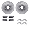 7512-67125 Drilled/Slotted Brake Rotors w/5000 Advanced Brake Pads Kit & Hardware [Silver], Fits Select Infiniti/Nissan, Positio - image 1