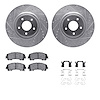 7512-67128 Drilled/Slotted Brake Rotors w/5000 Advanced Brake Pads Kit & Hardware [Silver], 2014-2019 Infiniti/Nissan, Position: - image 1