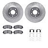 7512-67129 Drilled/Slotted Brake Rotors w/5000 Advanced Brake Pads Kit & Hardware [Silver], Fits Select Infiniti/Nissan, Positio - image 1