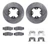 7512-67132 Drilled/Slotted Brake Rotors w/5000 Advanced Brake Pads Kit & Hardware [Silver], 1984-1985 Infiniti/Nissan, Position: - image 1